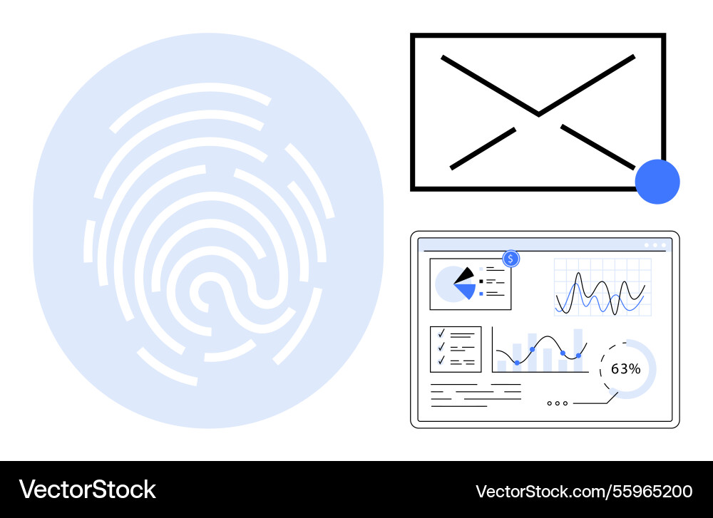 Digital fingerprint email notification and data Digital fingerprint email notification and data vector image
