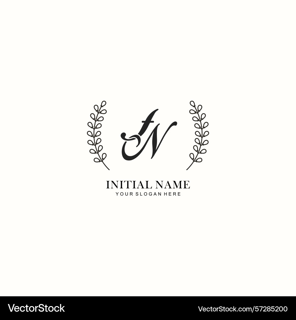 Fn initial logo templates with botanical elements Vector Image