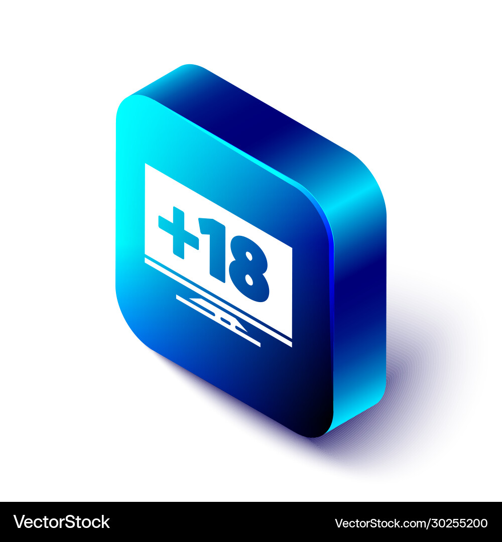 Isometric computer monitor with 18 plus content Isometric computer monitor with 18 plus content Vector Image