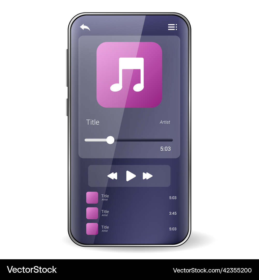 Music player user interface realistic smartphone Vector Image