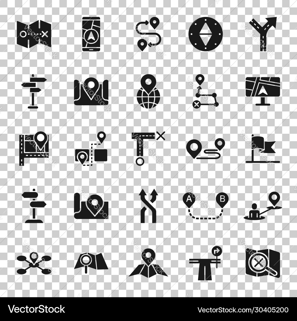 Navigation icon set in flat style gps direction Navigation icon set in flat style gps direction vector image