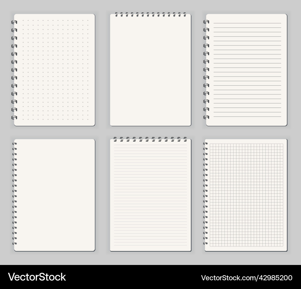Notebooks lined dots sketchbook blank pages Notebooks lined dots sketchbook blank pages vector image