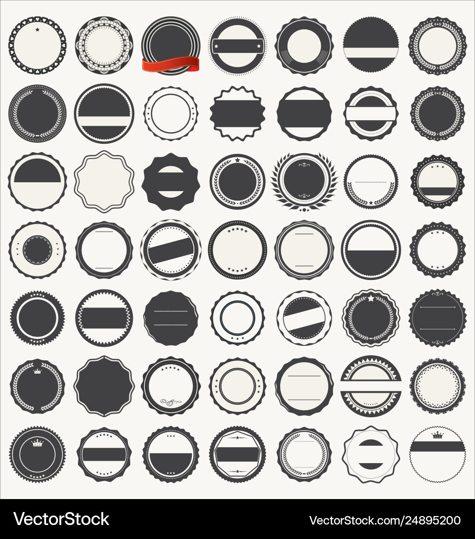 Retro Badge Set - Empty Circles vector image