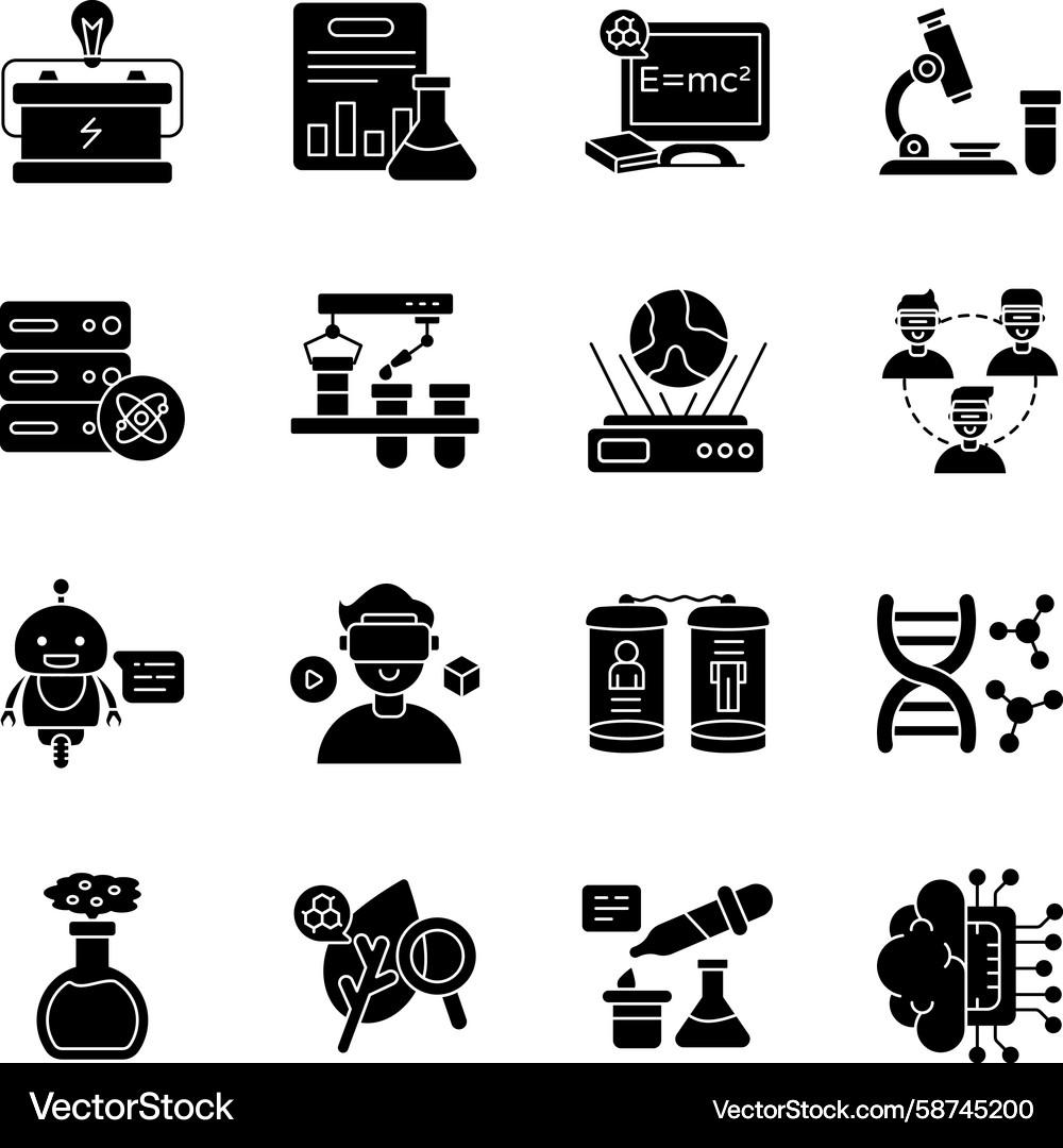 Science Icon Set - Laboratory & Technology Vector Image