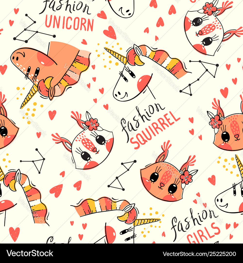 Seamless pattern with faces squirrel vector image