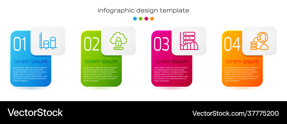 Set line data analysis cloud computing lock Set line data analysis cloud computing lock vector image