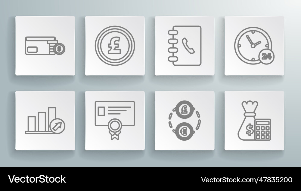 Set line presentation financial with graph coin Vector Image
