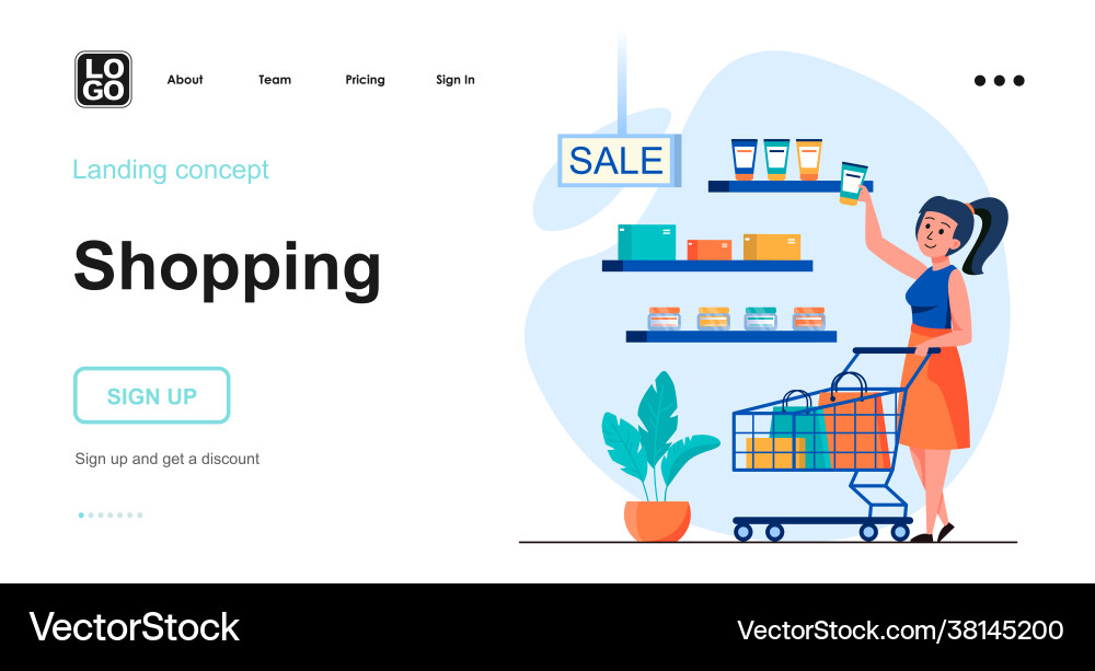 Shopping web concept woman buys cosmetics Shopping web concept woman buys cosmetics vector image