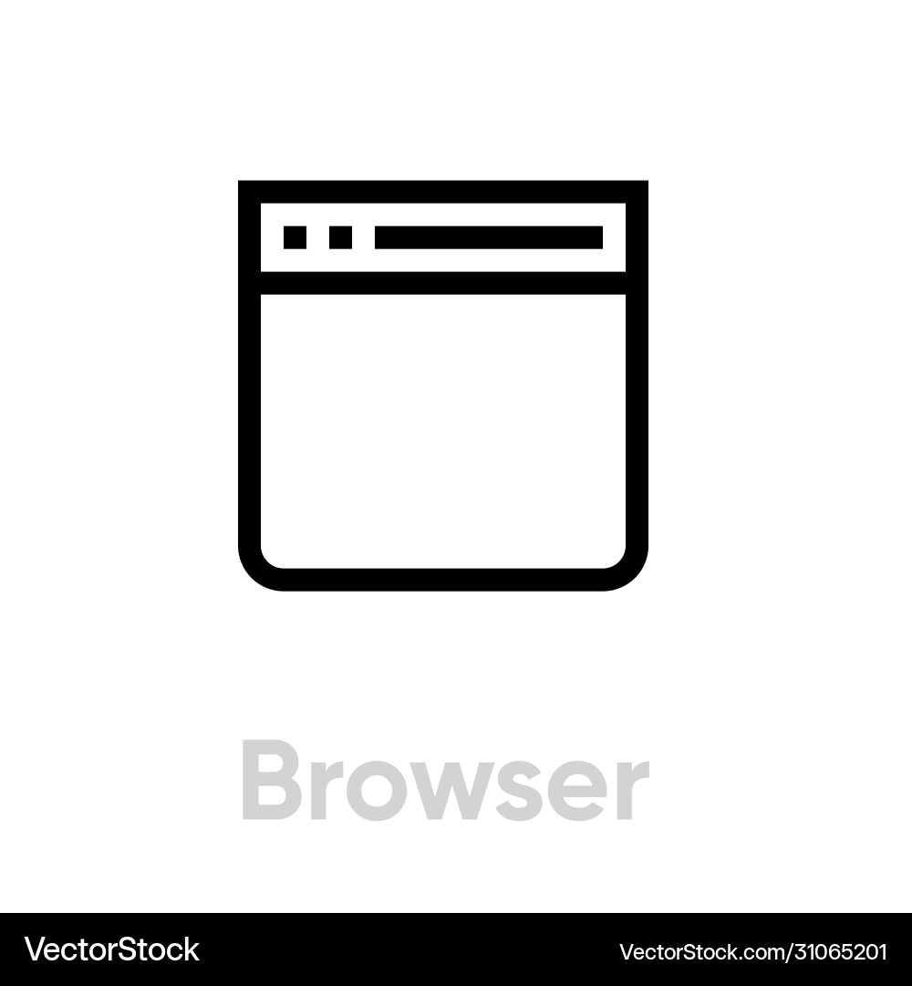 Browser icon editable outline Vector Image