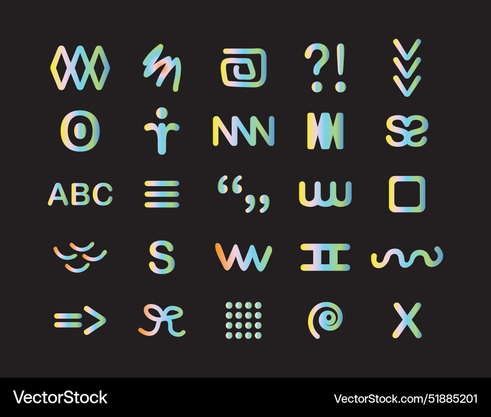 Colorful gradient random shapes symbols set Colorful gradient random shapes symbols set vector image