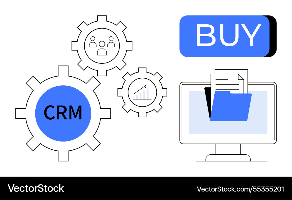 Crm software and data analysis concept with buy Crm software and data analysis concept with buy vector image