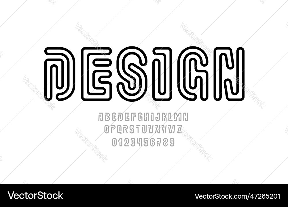 Digital font alphabet from segment line minimal vector image
