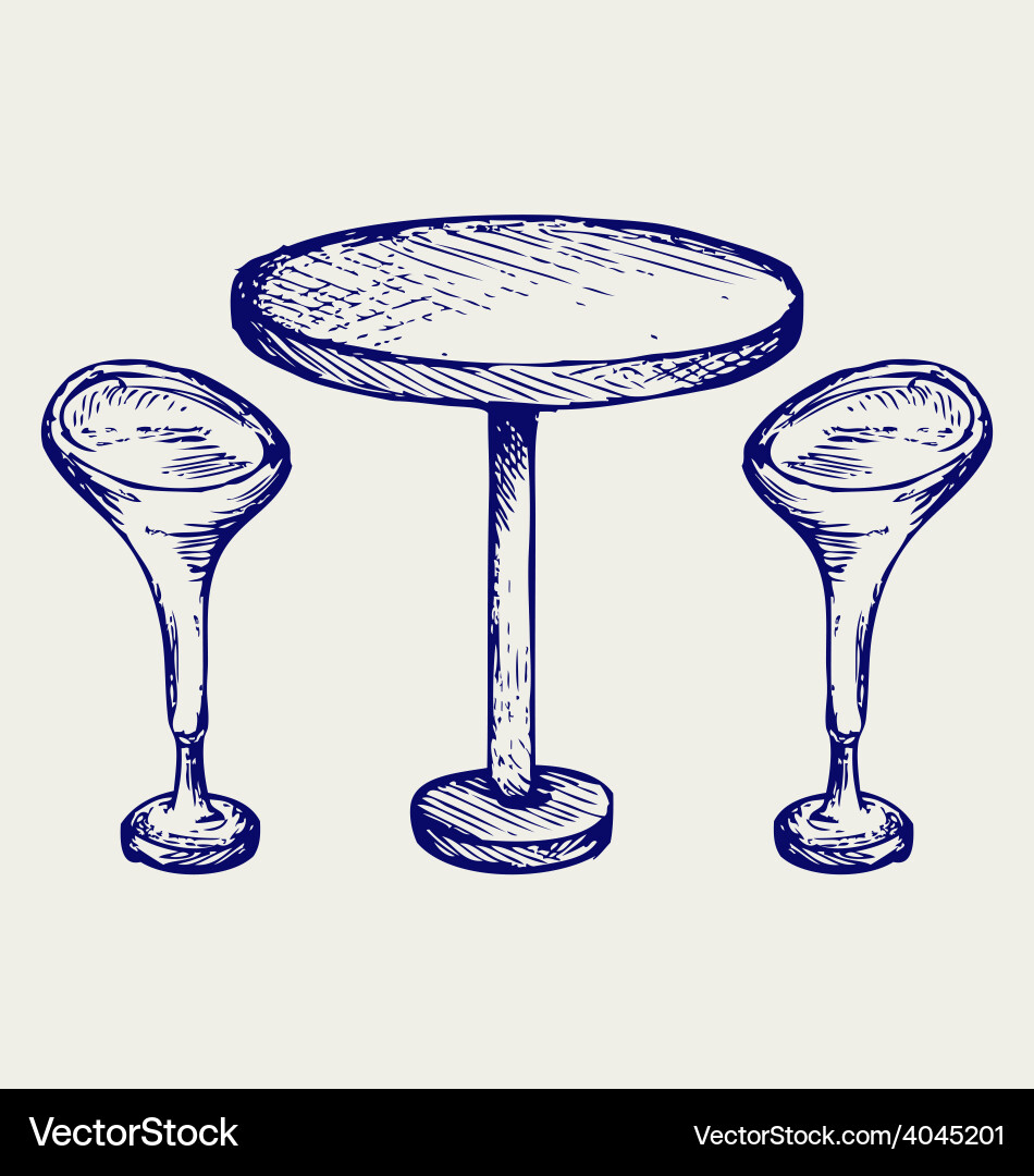 Doodle Bar Table with Stools Vector Image