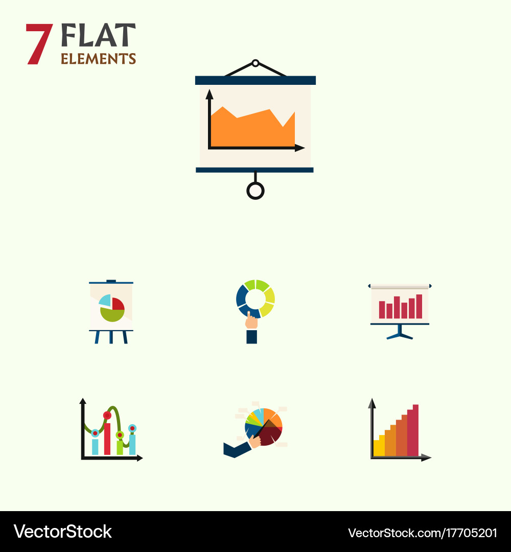 Flat icon graph set of easel chart Vector Image