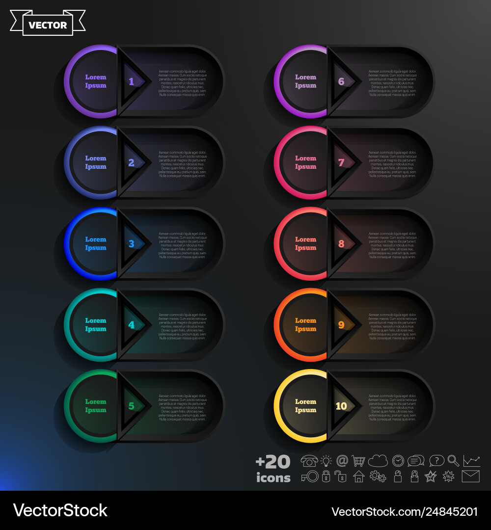 Infographic design list with colorful circles Vector Image