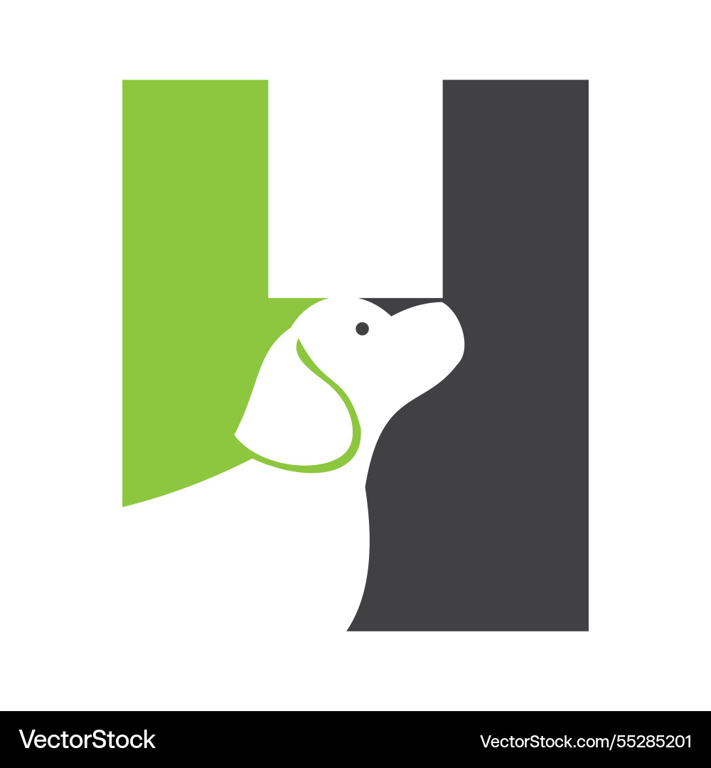 Initial letter h pet logo concept with dog head Initial letter h pet logo concept with dog head vector image