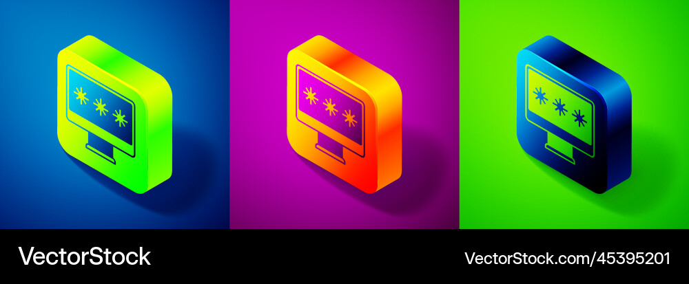 Isometric monitor with password notification icon Vector Image