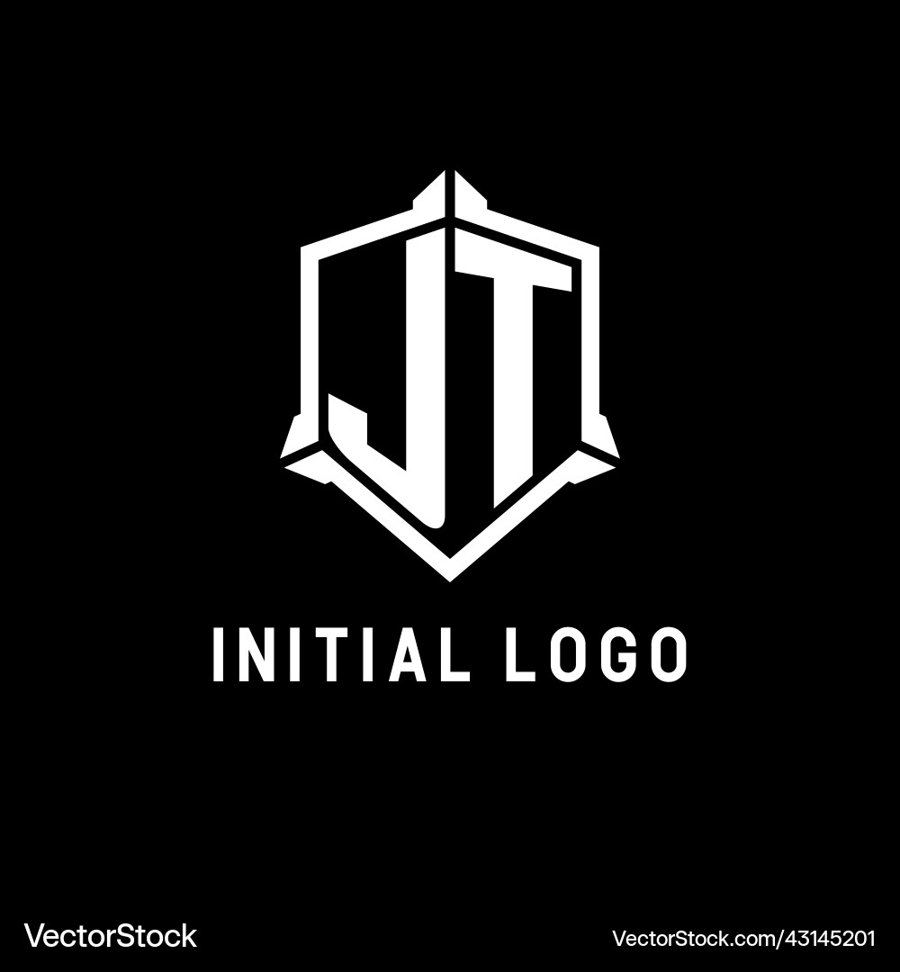 Jt logo initial with shield shape design style Vector Image