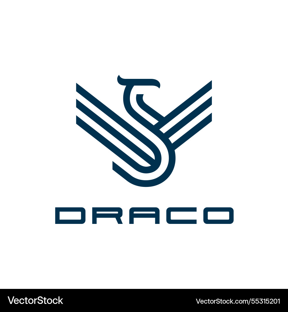 Minimalist Dragon Logo Emblem Royalty Free Vector Image