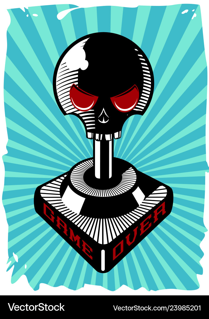 Retro Skull Joystick Controller vector image
