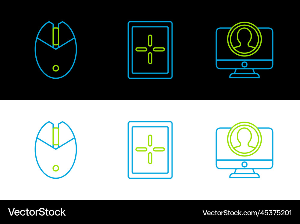 Set line create account screen computer mouse Set line create account screen computer mouse Vector Image