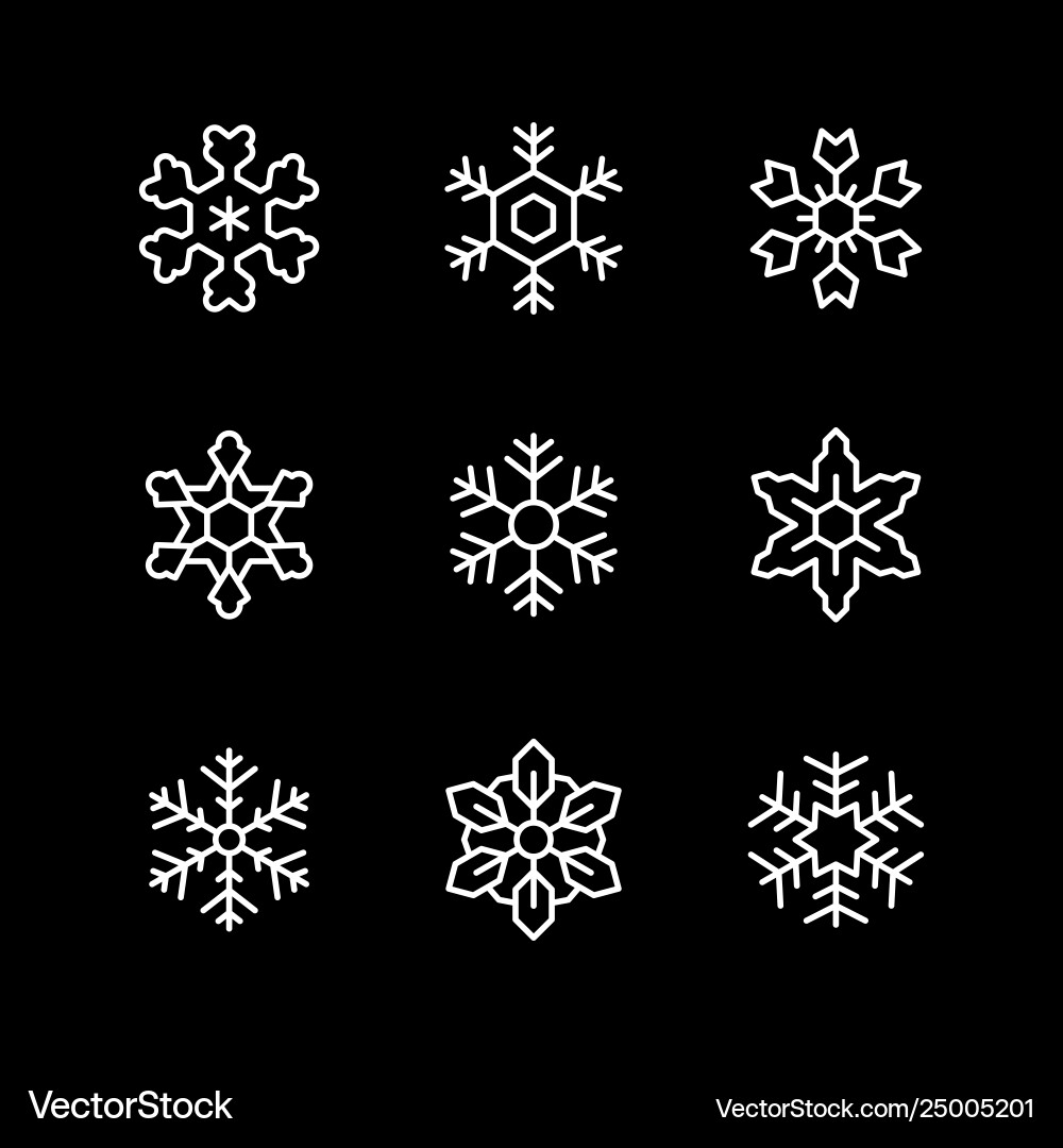 Set line icons snowflake vector image
