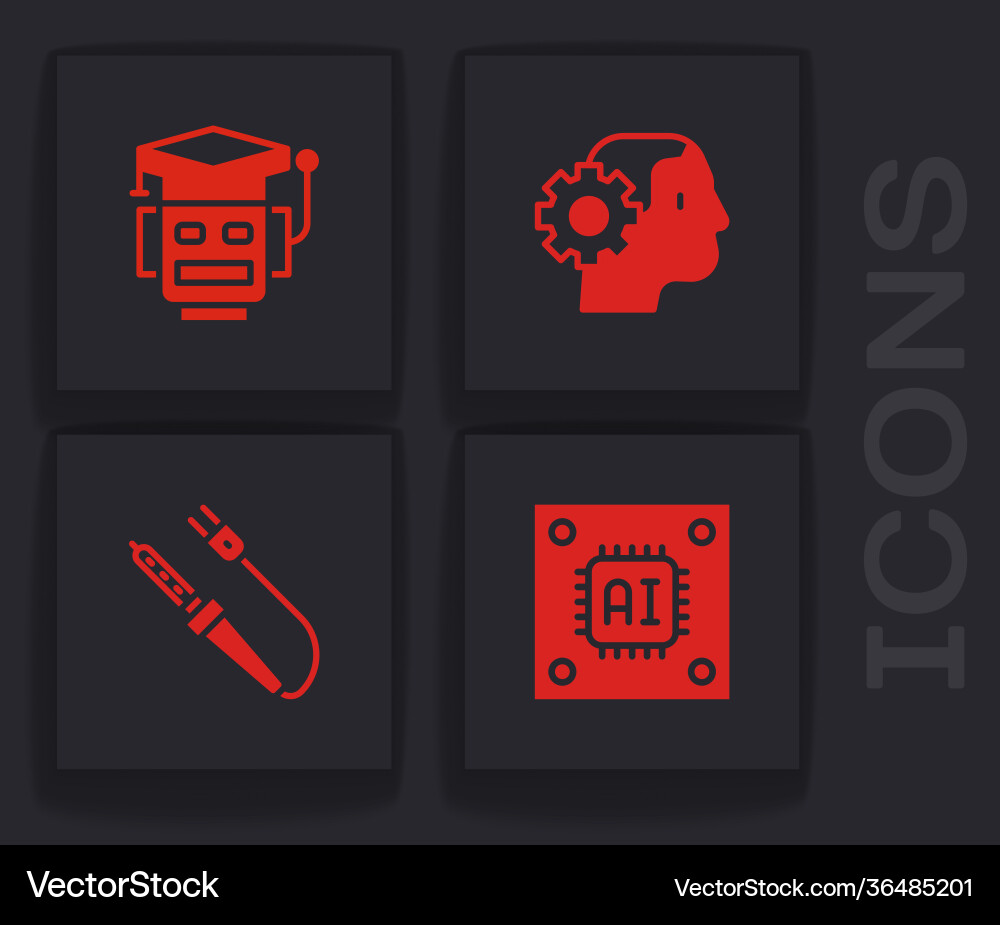 Set processor with microcircuits cpu robot Set processor with microcircuits cpu robot vector image