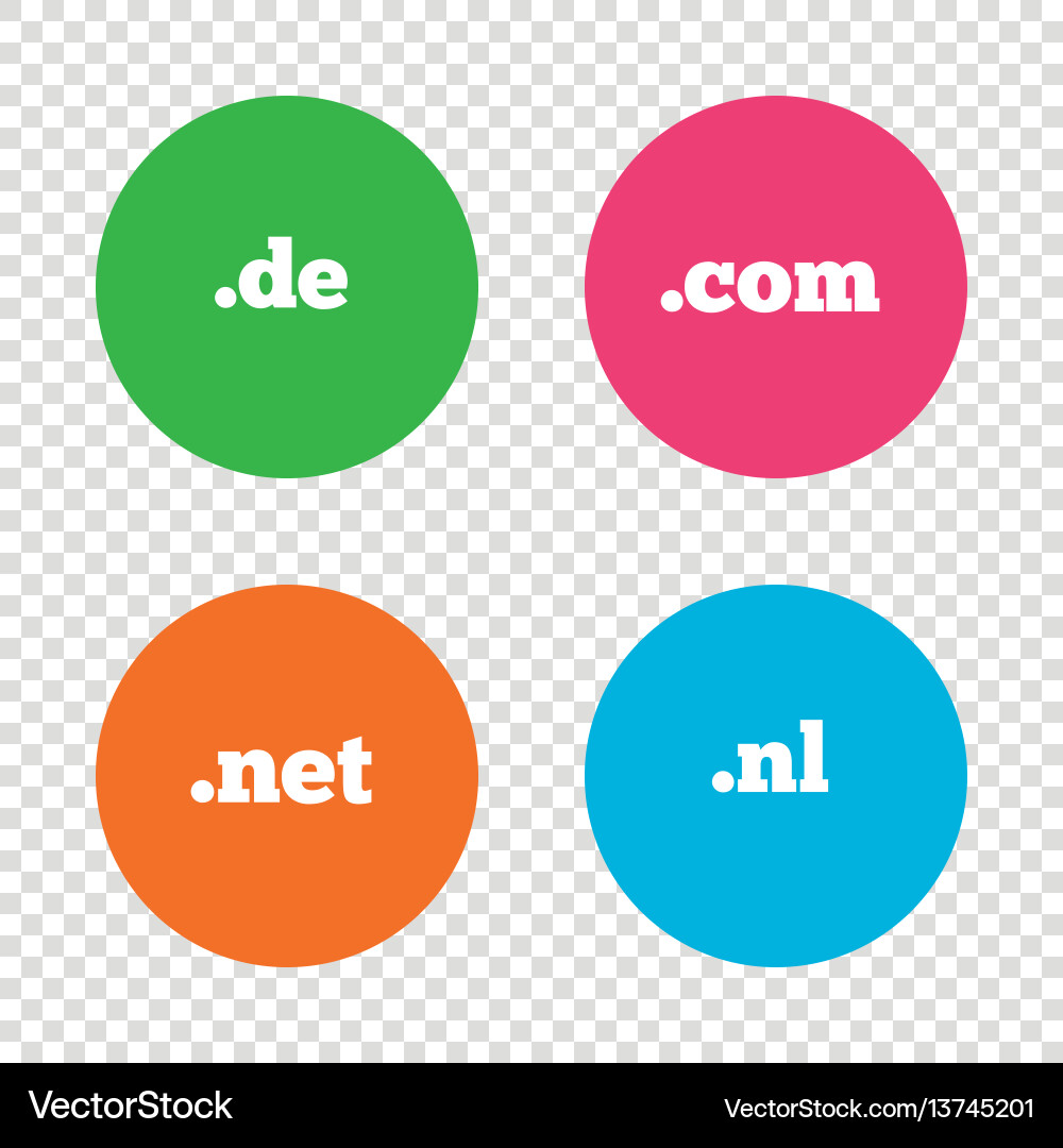 Top-level domains signs de com net and nl Vector Image