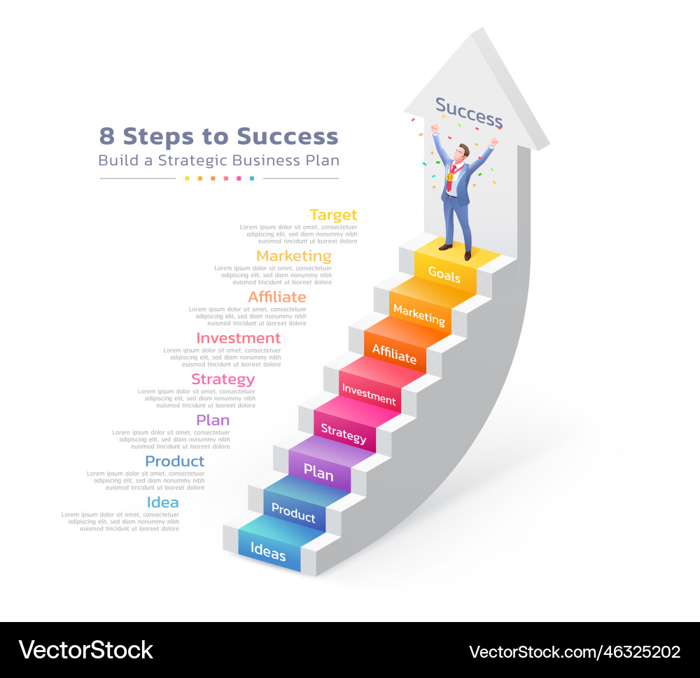 Business arrow staircase steps template background Business arrow staircase steps template background vector image