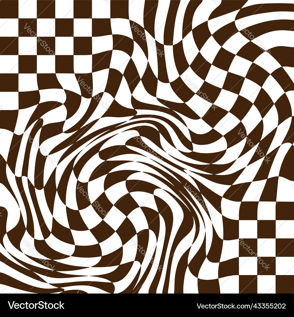 Checkered background with distorted squares Vector Image