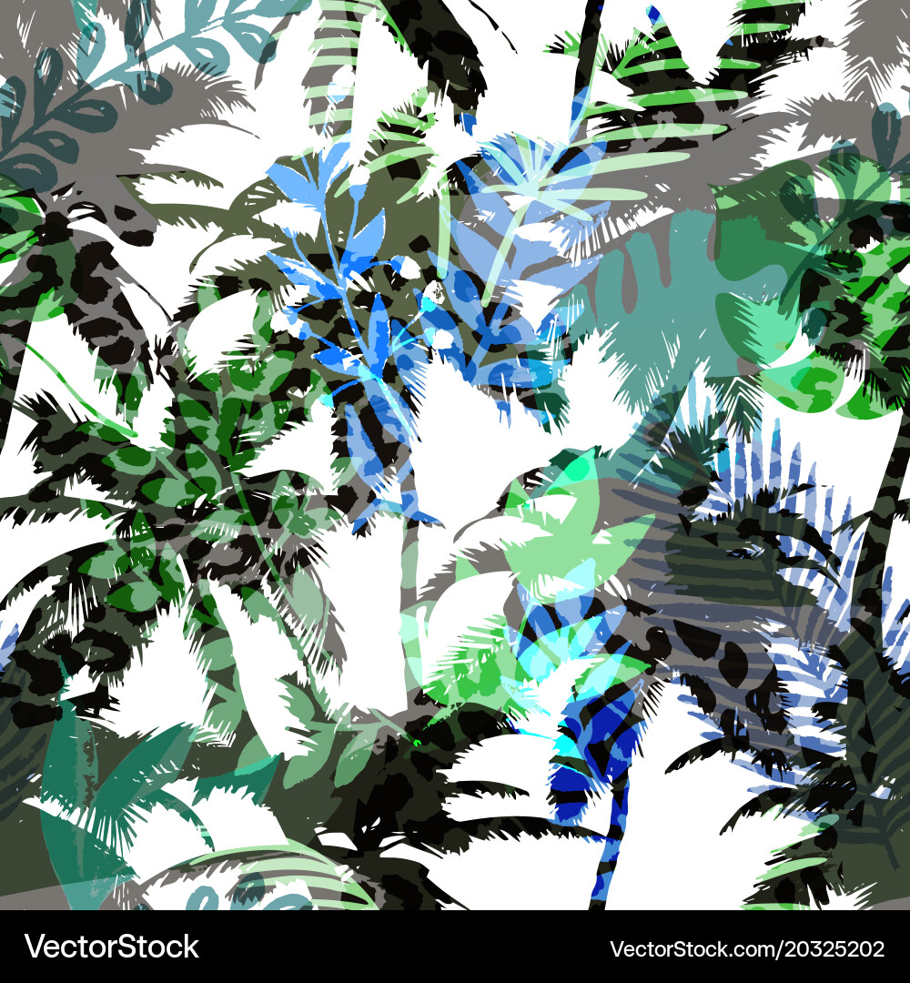 Colourful trendy seamless exotic pattern with palm Vector Image