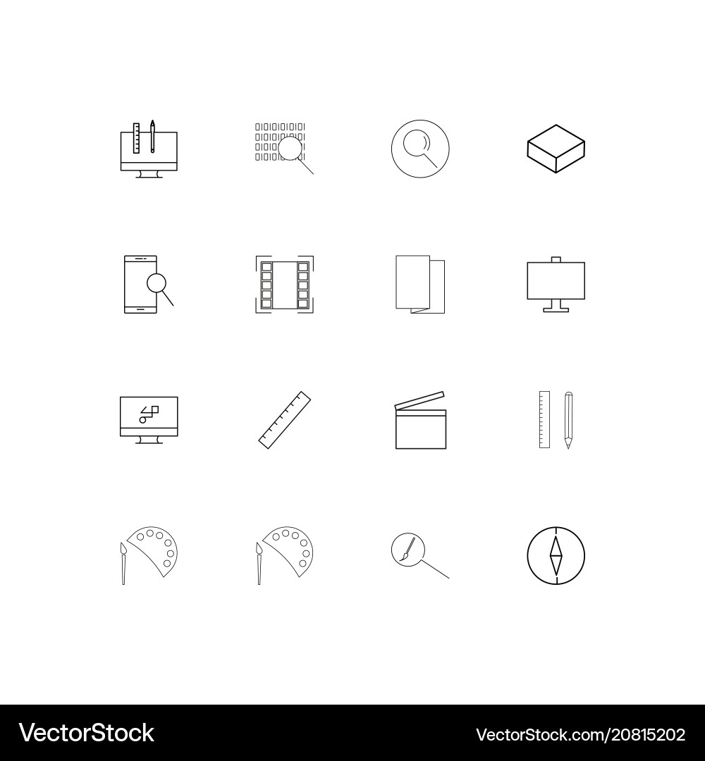 Creative process and design linear thin icons set Vector Image