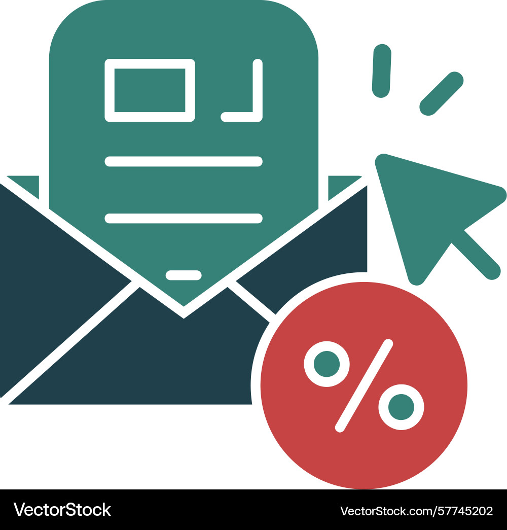 Email click-through rate glyph multi color icon Vector Image