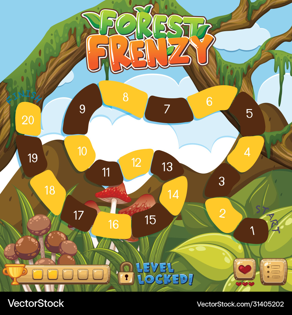Game template with forest in background Vector Image