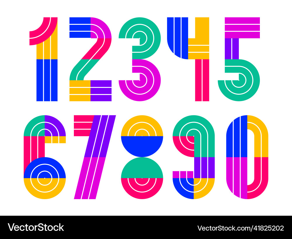 Geometric numbers set digits retro 90s style Vector Image