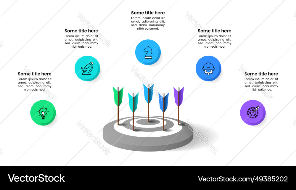 Infographic template dartboard with 5 steps Vector Image