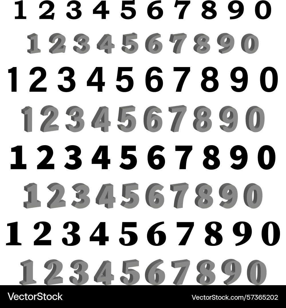 Number digit collection numeric character set Vector Image