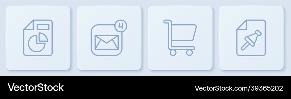 Set line document with graph chart shopping cart Set line document with graph chart shopping cart vector image