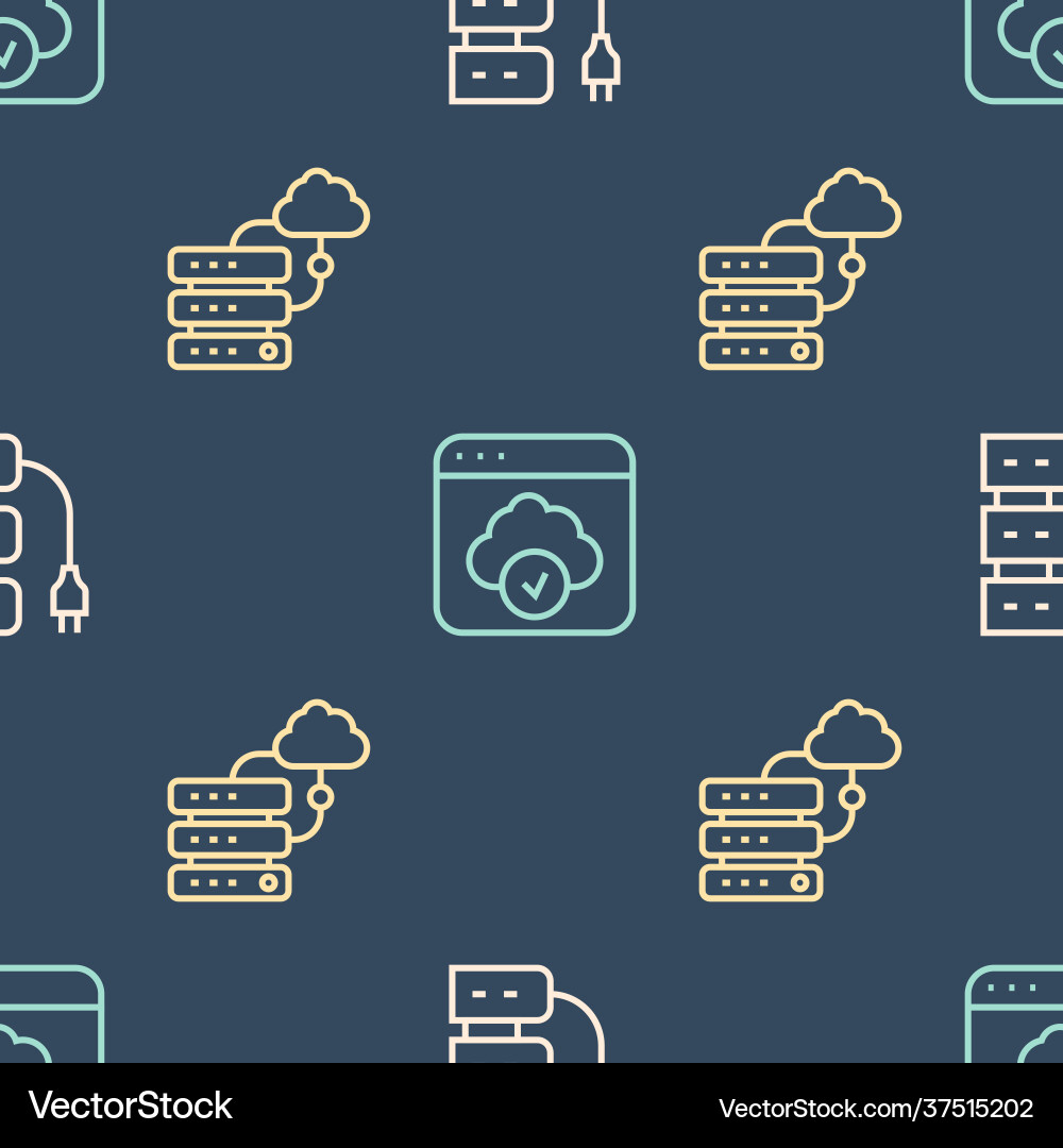 Set line server network cloud connection Set line server network cloud connection vector image