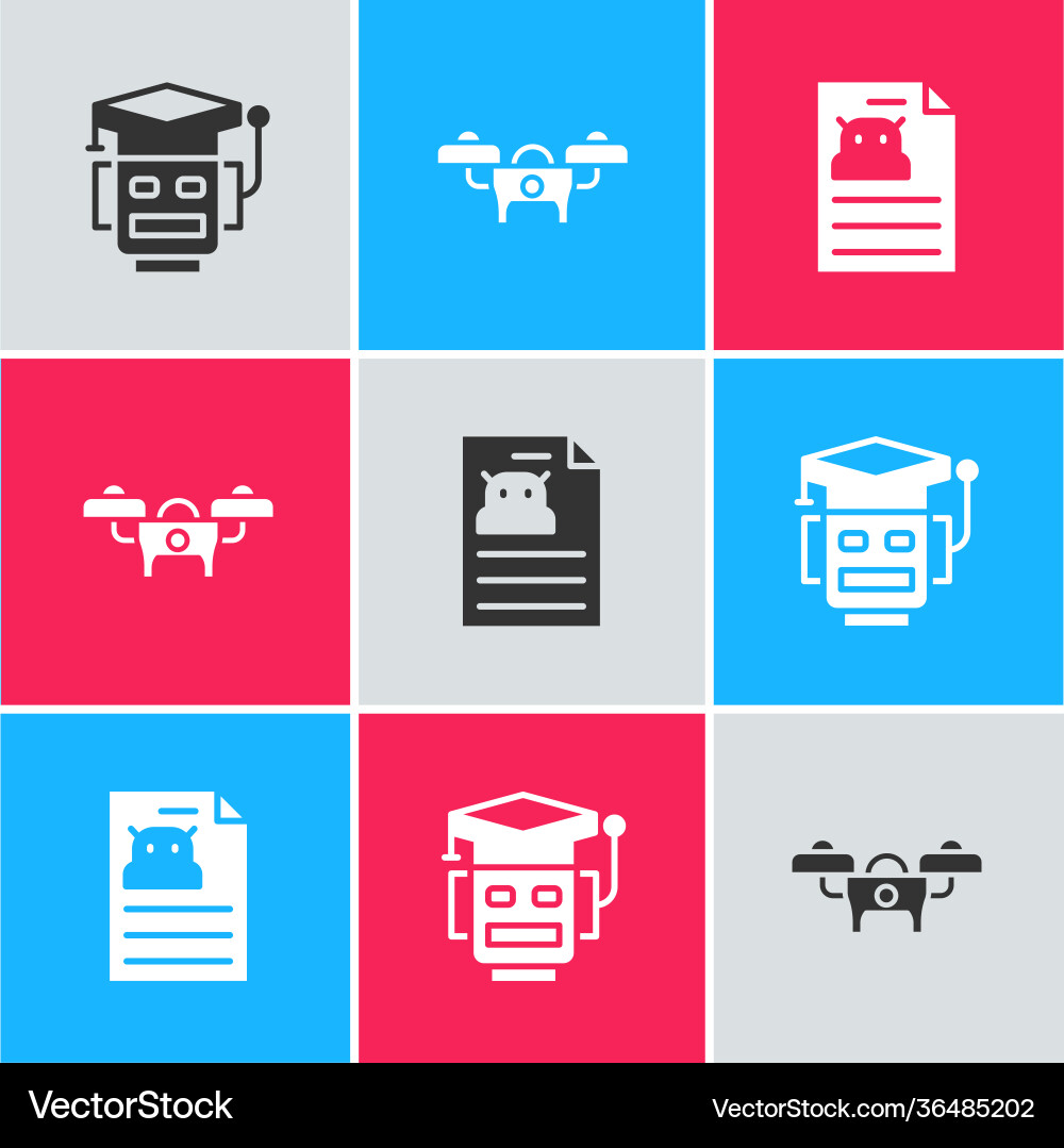 Set robot drone and technical specification icon Vector Image