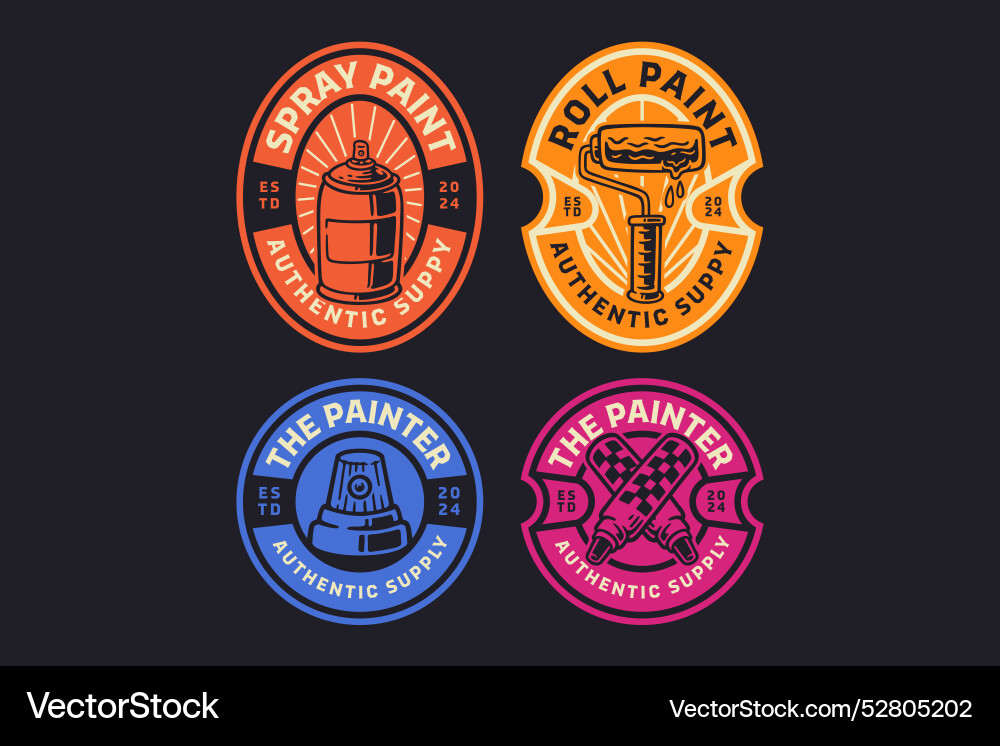 Spray paint can roll brush marker badge logo Spray paint can roll brush marker badge logo vector image