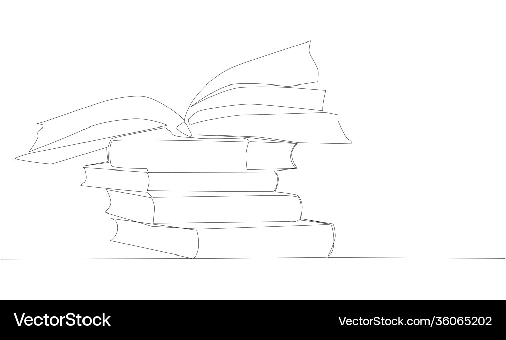Stack opened books in style one line black Stack opened books in style one line black Vector Image