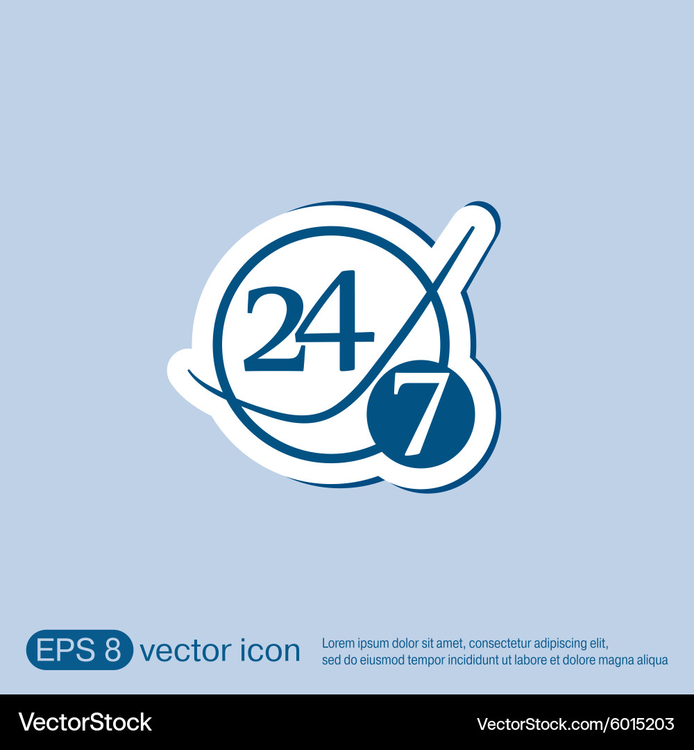 Character 24 7 open hours a day and days Vector Image
