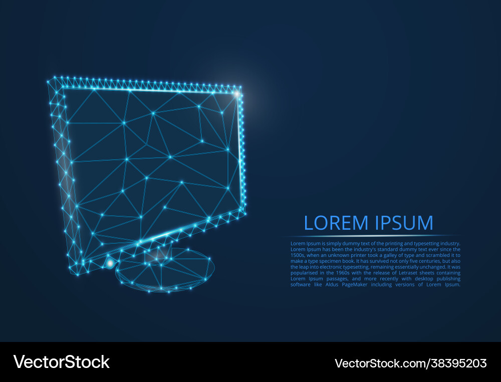 Computer monitor in style lines Computer monitor in style lines Vector Image
