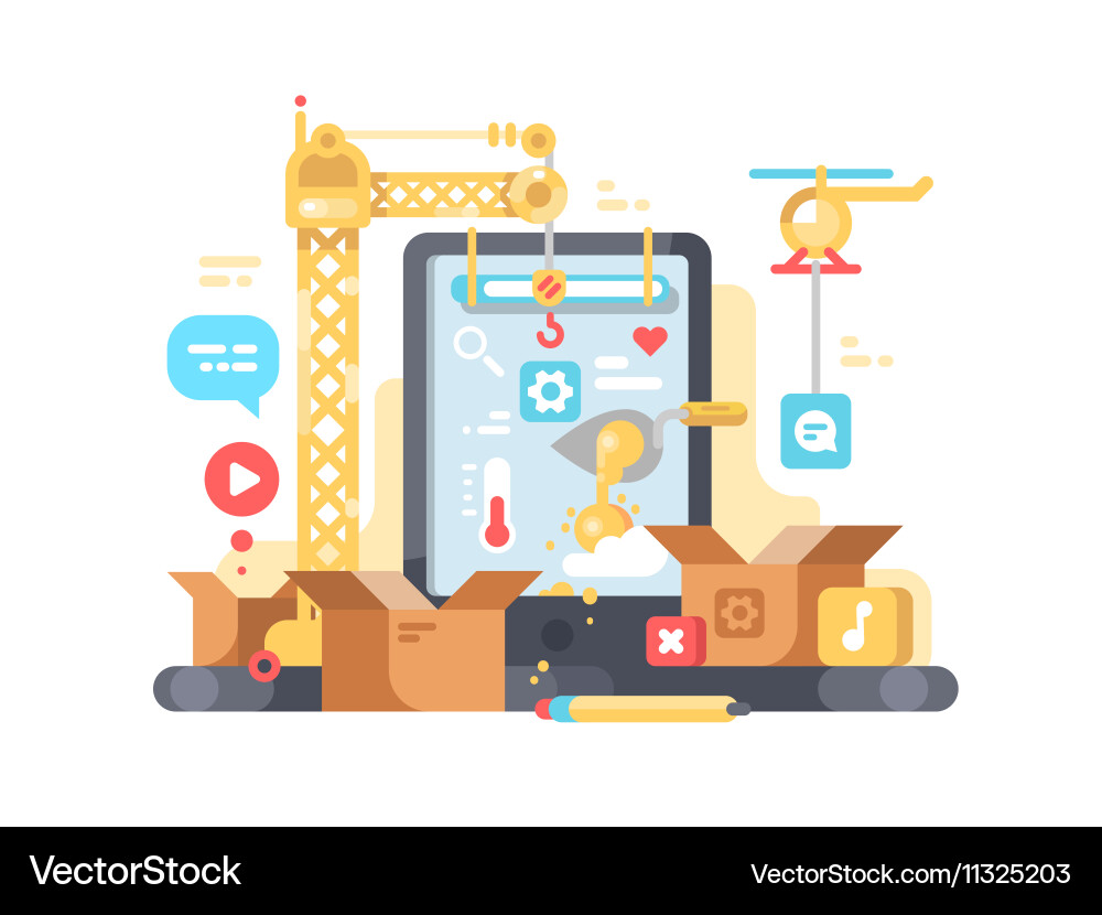 Creation and development of app vector image
