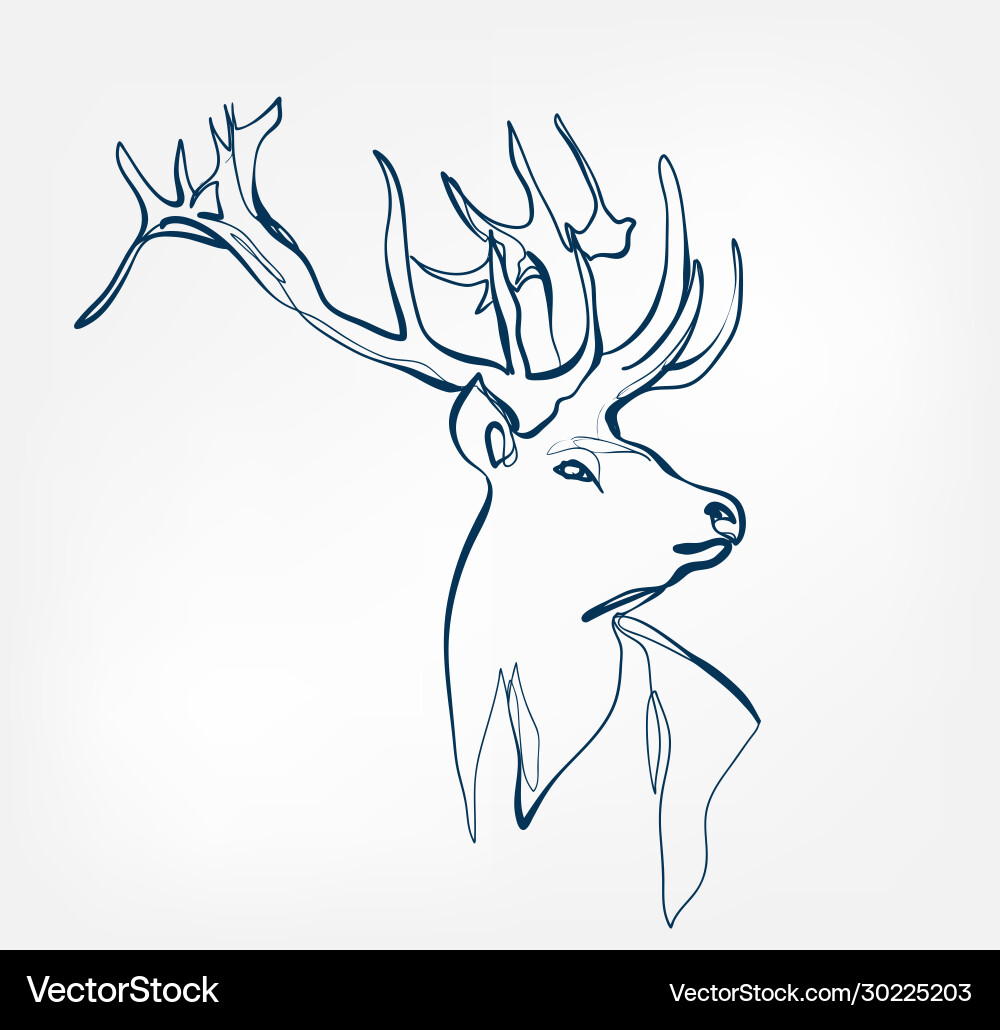 Deer animal wild one line design vector image