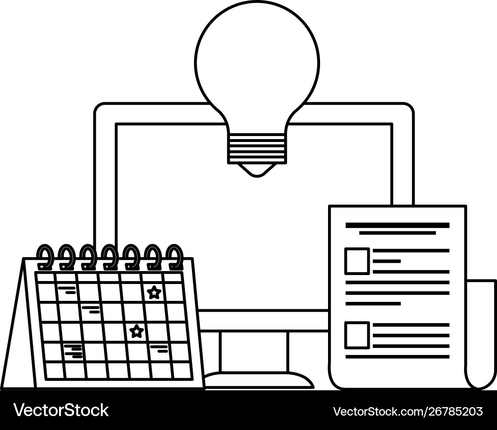 Desktop computer with calendar reminder vector image