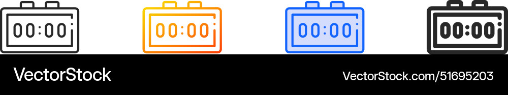 Digital alarm clock iconthin linear gradient blue Vector Image