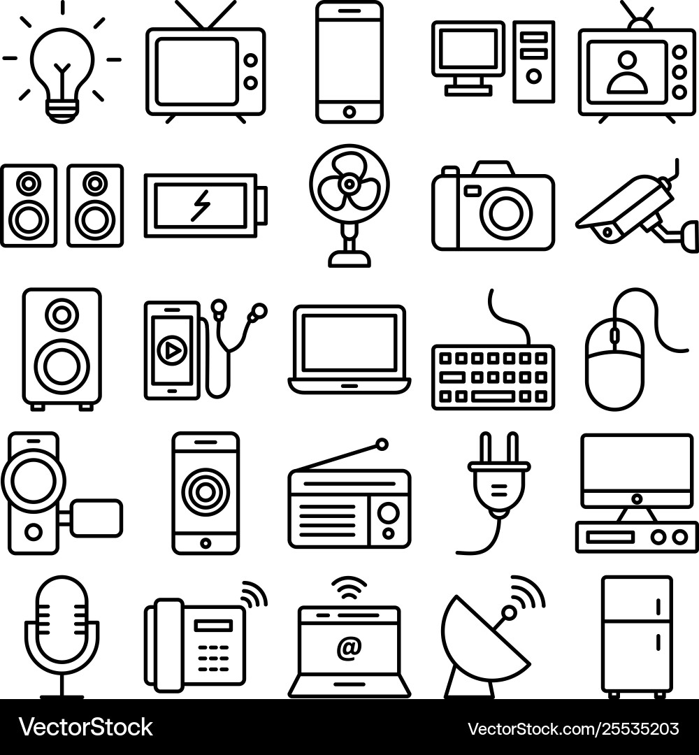 Electronics and devices isolated icons set Vector Image
