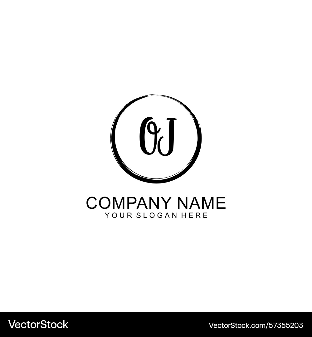 Handwritten oj initial logo with circle Vector Image
